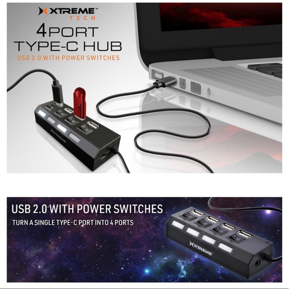 4-Port Type-C Hub USB Xtreme Tech - Picture 3 of 6